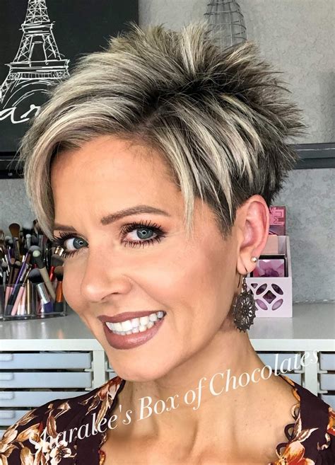 short dark hair with blonde highlights